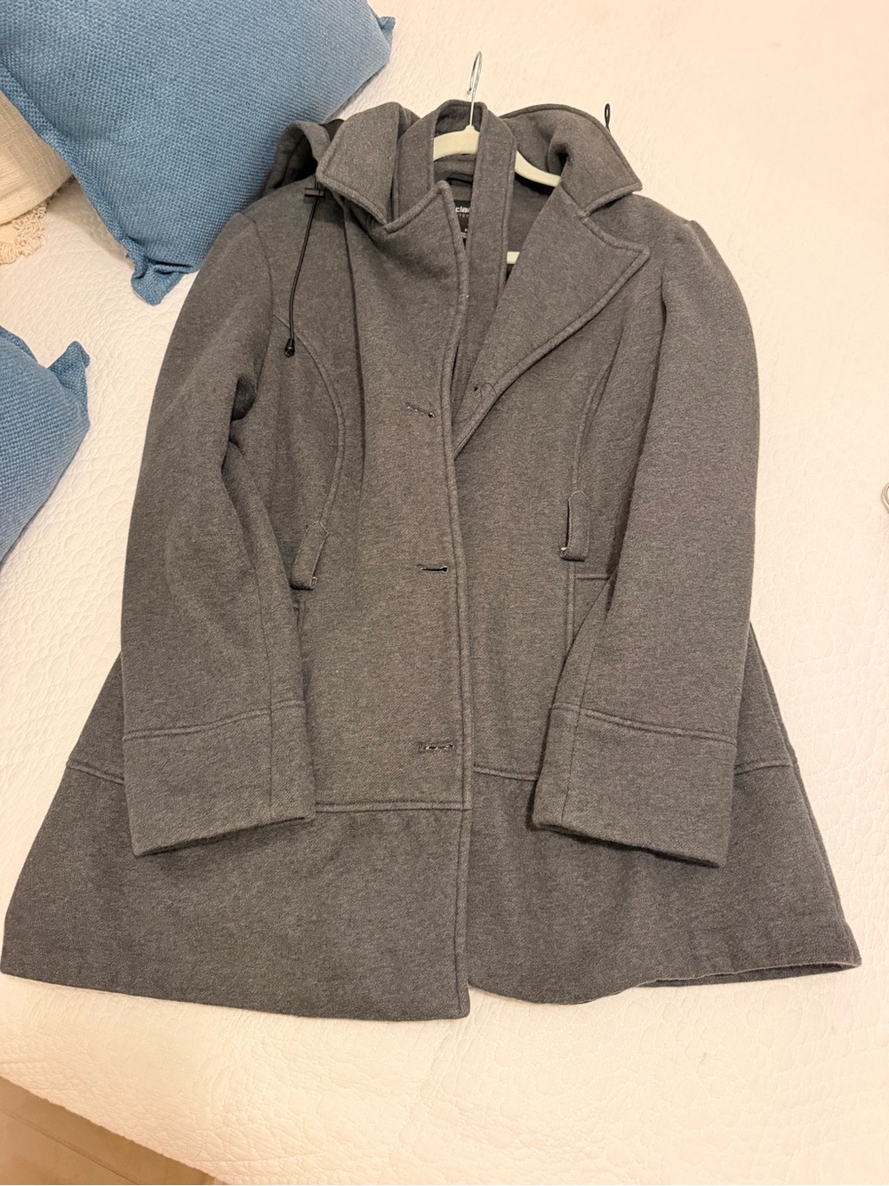 Gray Women's Hooded Wool-Blend Coat